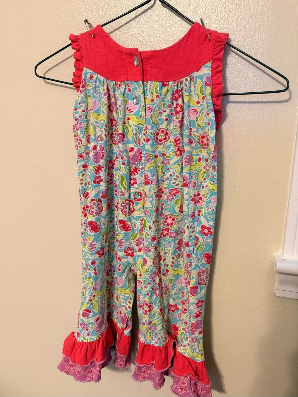 Flit & Flitter Girls 12M Floral Ruffle Romper Made in Peru Boutique Baby Outfit